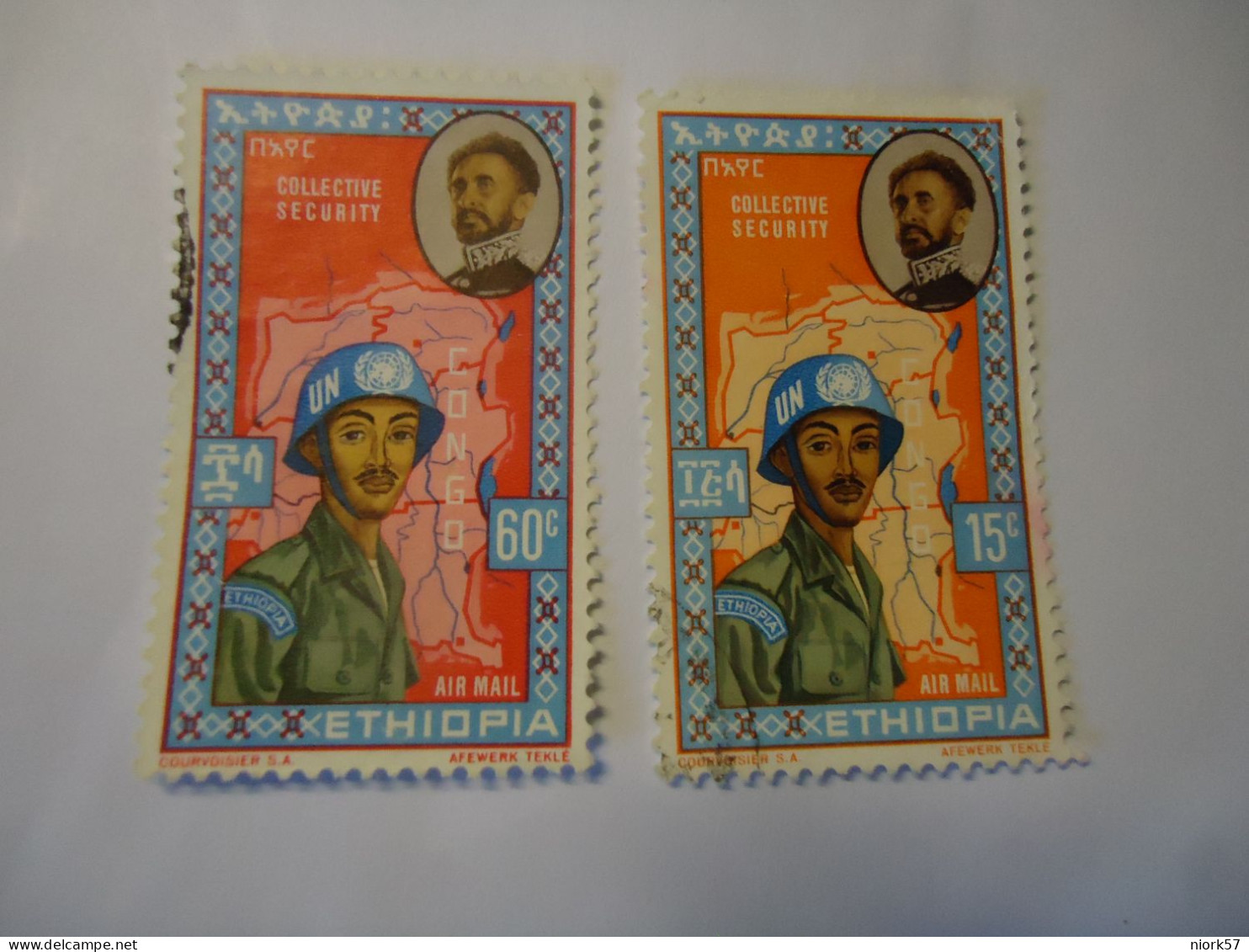 ETHIOPIA  USED  2 STAMPS SOLDIERS  1962 - Ethiopie