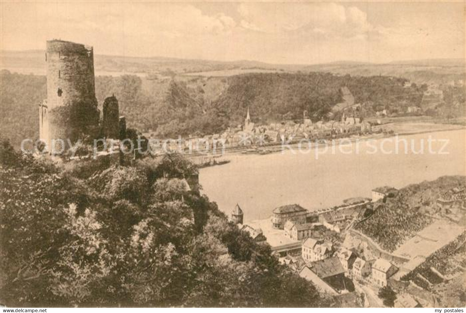 73573623 St Goar Panorama Blick Ins Rheintal Mit Burg Katz St Goar - St. Goar