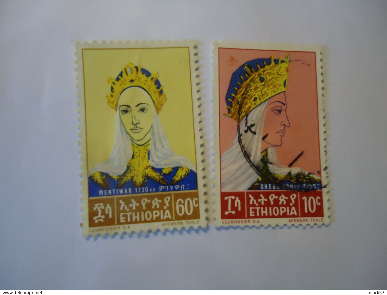 ETHIOPIA  USED   2 STAMPS QUEEN SHEBA , MENTIWAB1964 - Ethiopia