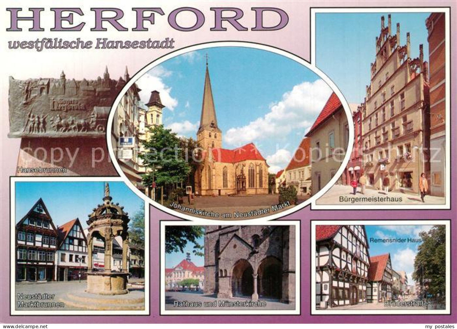 73572210 Herford Hansebrunnen Neustaedter Marktbrunnen Johanniskirche Rathaus Mu - Herford