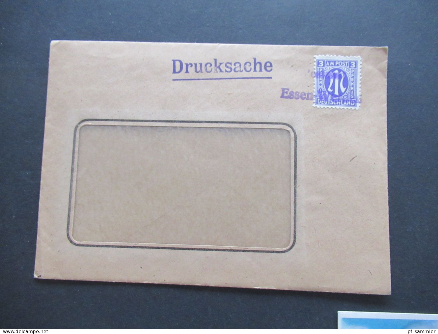 1945 / 46 Bizone Am Post Nr.1 EF Violetter Notstempel L2 Postamt Essen - Werden / Laupendahler Landstraße 47 - Briefe U. Dokumente