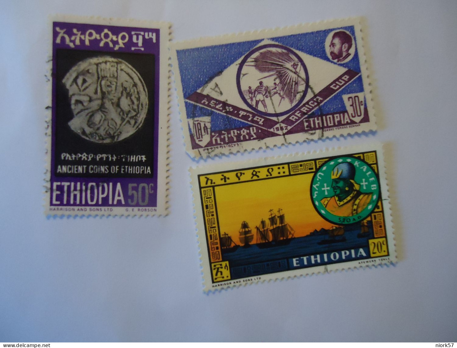 ETHIOPIA  USED  3  STAMPS   COINS SPORTS - Ethiopia