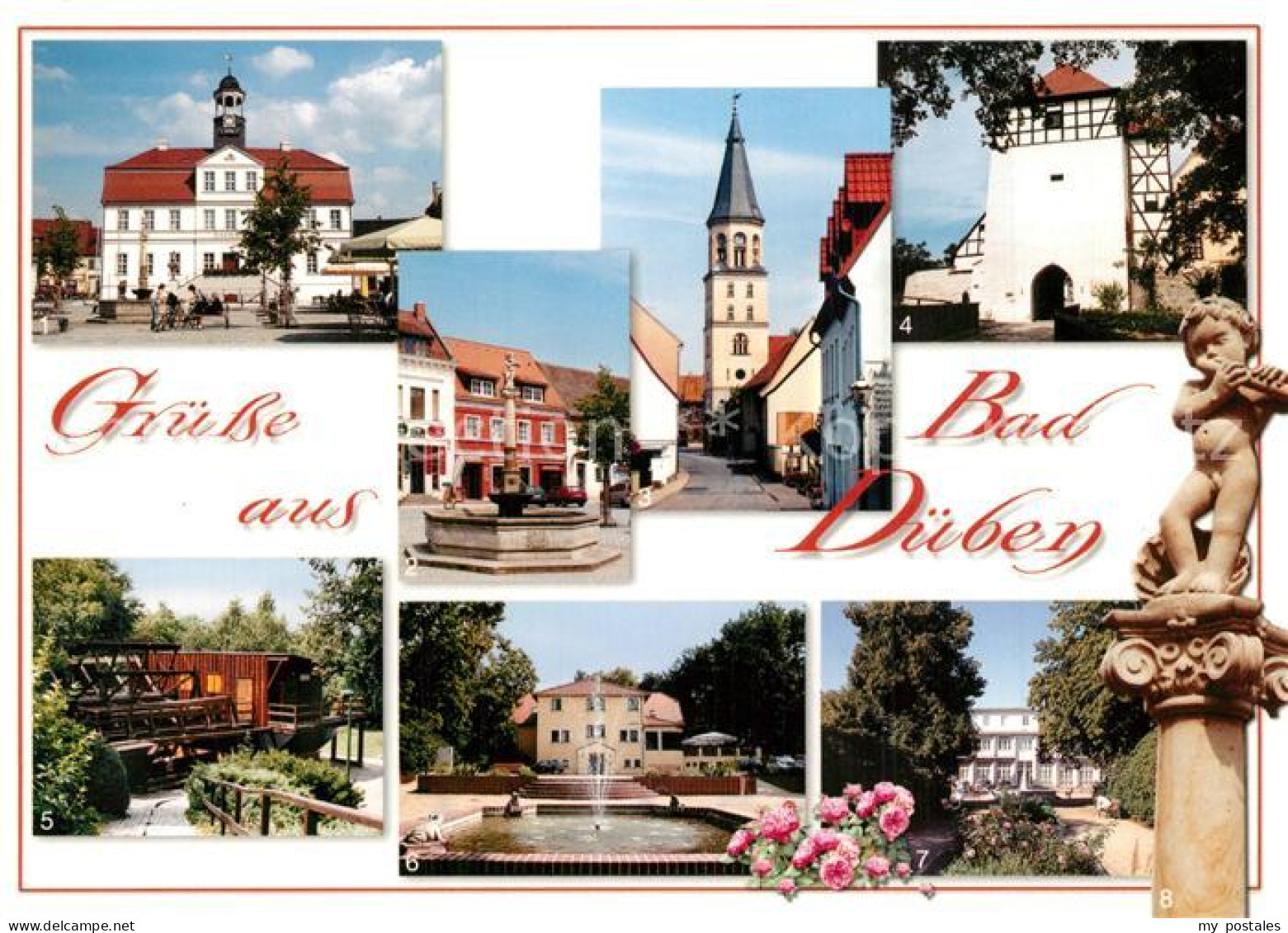 73571990 Bad Dueben Rathaus Marktbrunnen St Nikolaikirche Burg Bergschiffmuehle  - Bad Dueben