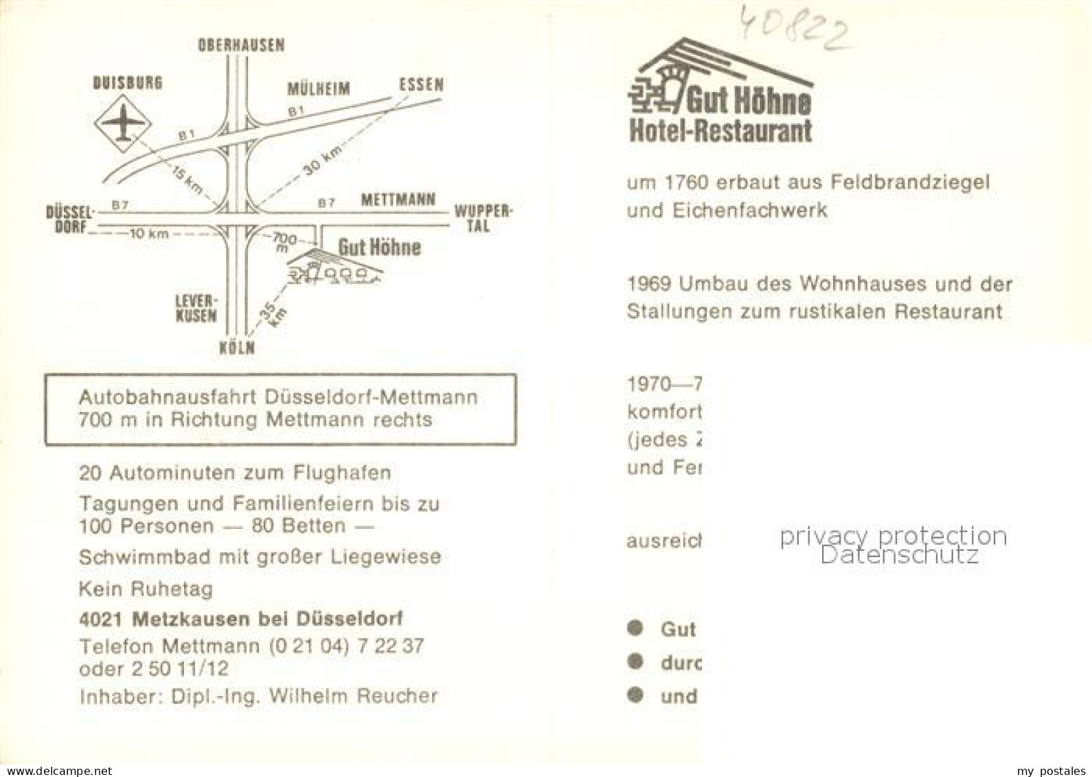 73570084 Metzkausen Hotel Restaurant Gut Hoehne Festtafel Kaminzimmer Metzkausen - Mettmann