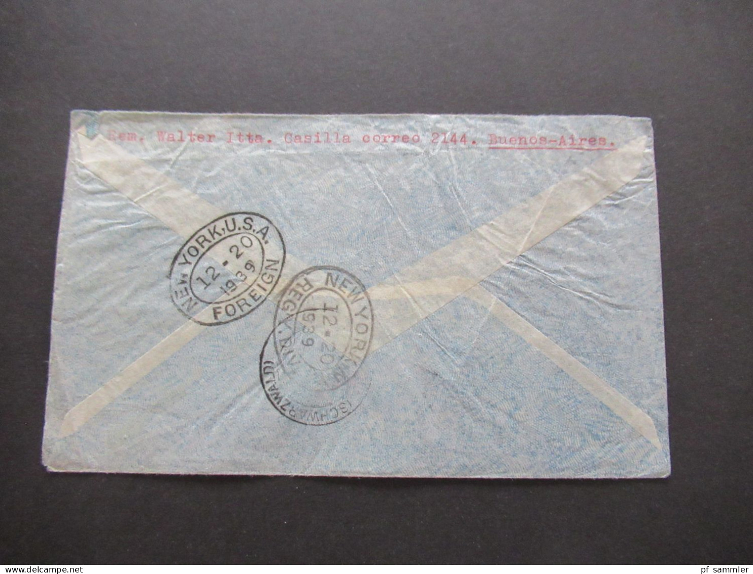 Argentinien 1939 Luftpost / Air Mail Por Panair Via New York / Buenos Aires - Lahr Schwarzwald / Certificado Registered - Storia Postale