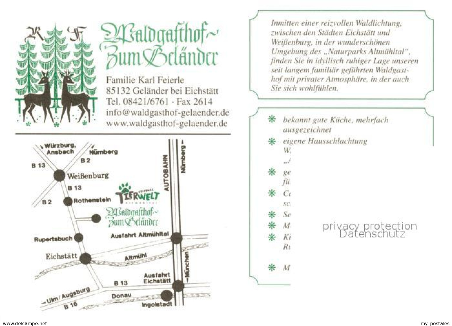 73569874 Eichstaett Oberbayern Waldgasthof Zum Gelaender Speisesaal Eichstaett O - Eichstaett