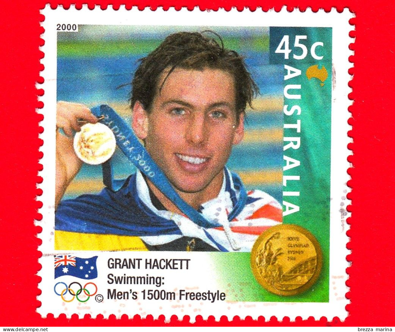 AUSTRALIA  - Usato - 2000 - Giochi Olimpici - Medaglia - Nuoto - 1500 Stile Libero - Grant Hackett - 45 - Usati