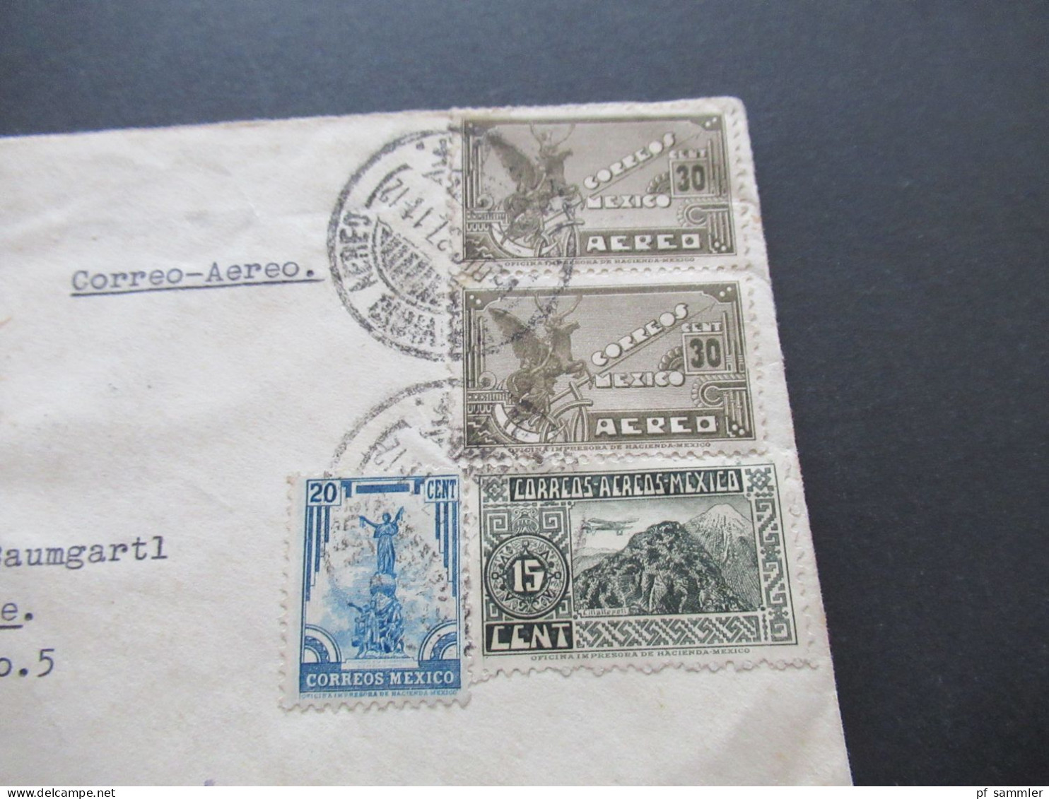Mexico 1937 Luftpost Einschreiben UPU / Verschlussmarken Correspondencias Registradas - Sudetenland Aussig 2 - Mexiko