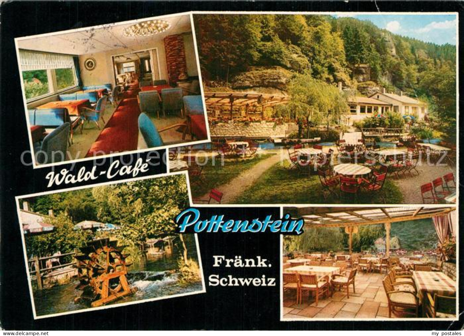 73569542 Pottenstein Oberfranken Wald Cafe Gastraum Terrasse Wasserrad Pottenste - Pottenstein