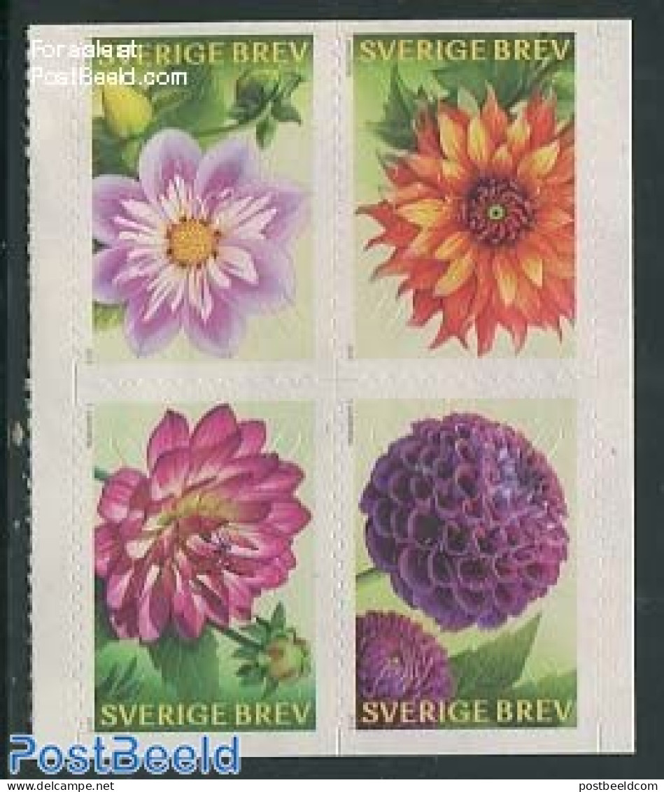 Sweden 2013 Dahlias 4v S-a, Mint NH, Nature - Flowers & Plants - Neufs