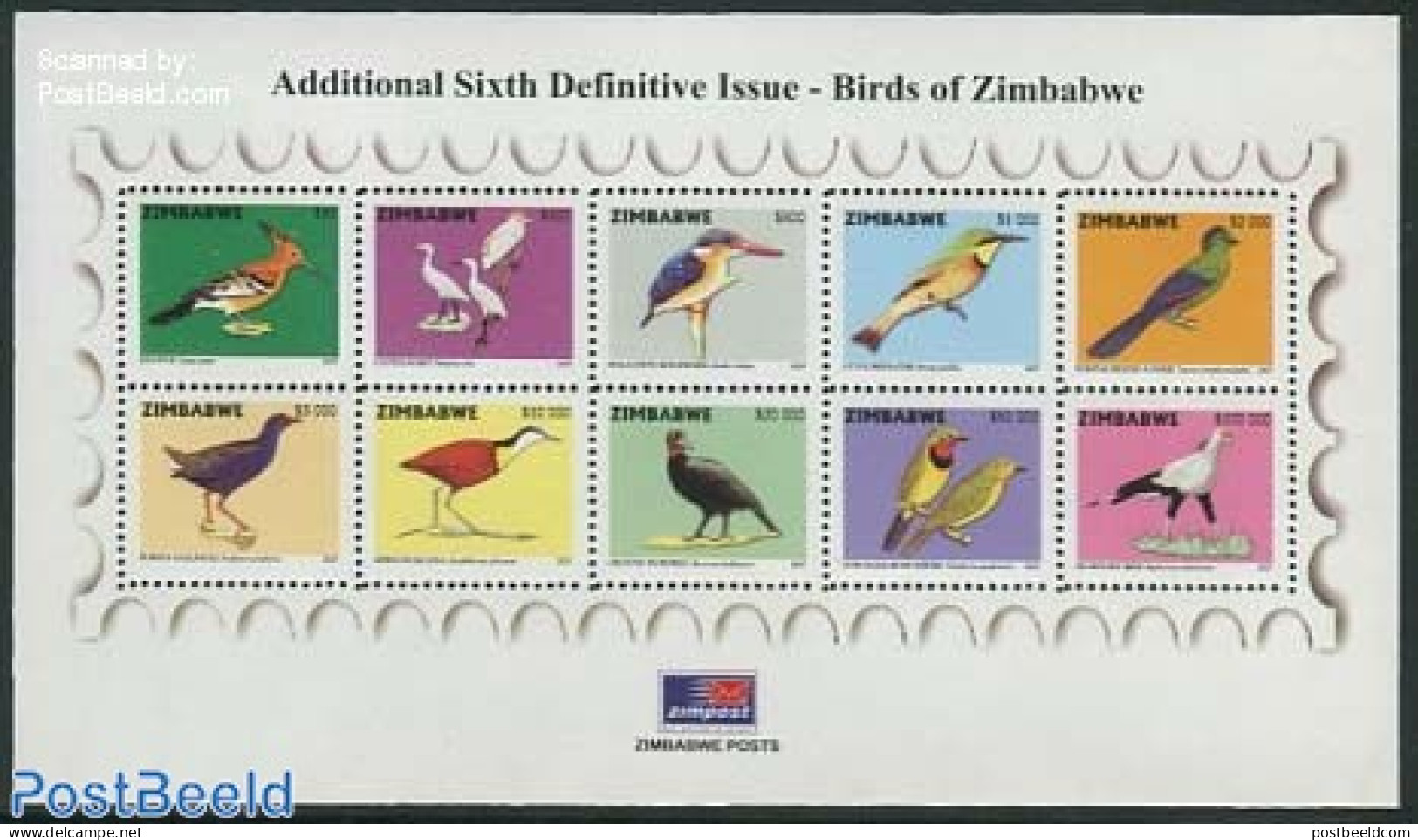 Zimbabwe 2007 Birds 10v M/s, Mint NH, Nature - Birds - Zimbabwe (1980-...)