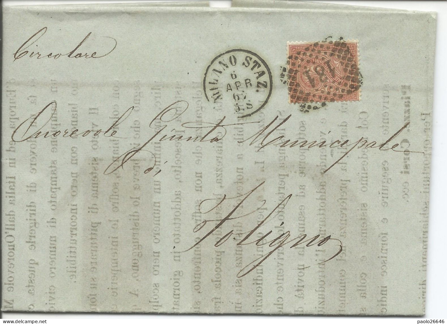 1863 Busta Con Cent 2 Londra DLR, Annullo Numerale - Gebraucht