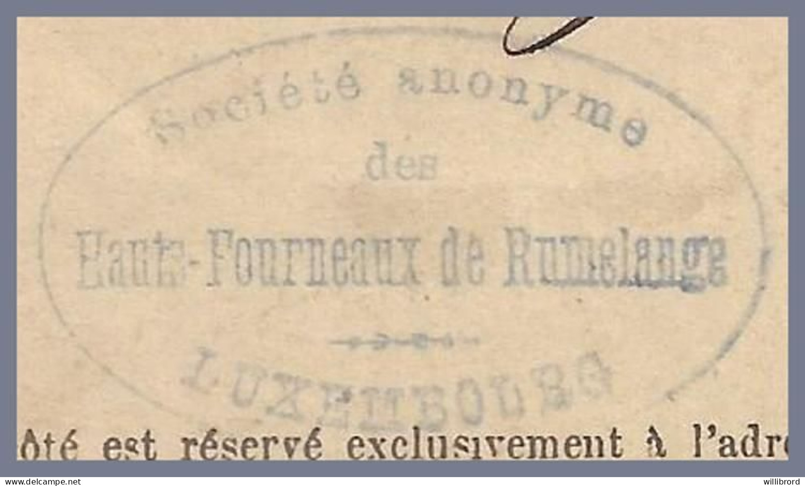 LUXEMBOURG - 1893 Société Anonyme HAUTS FOURNEAUX DE RUMELANGE - 5c Gray Allegory Postal Card To Bartringen - 1882 Allégorie