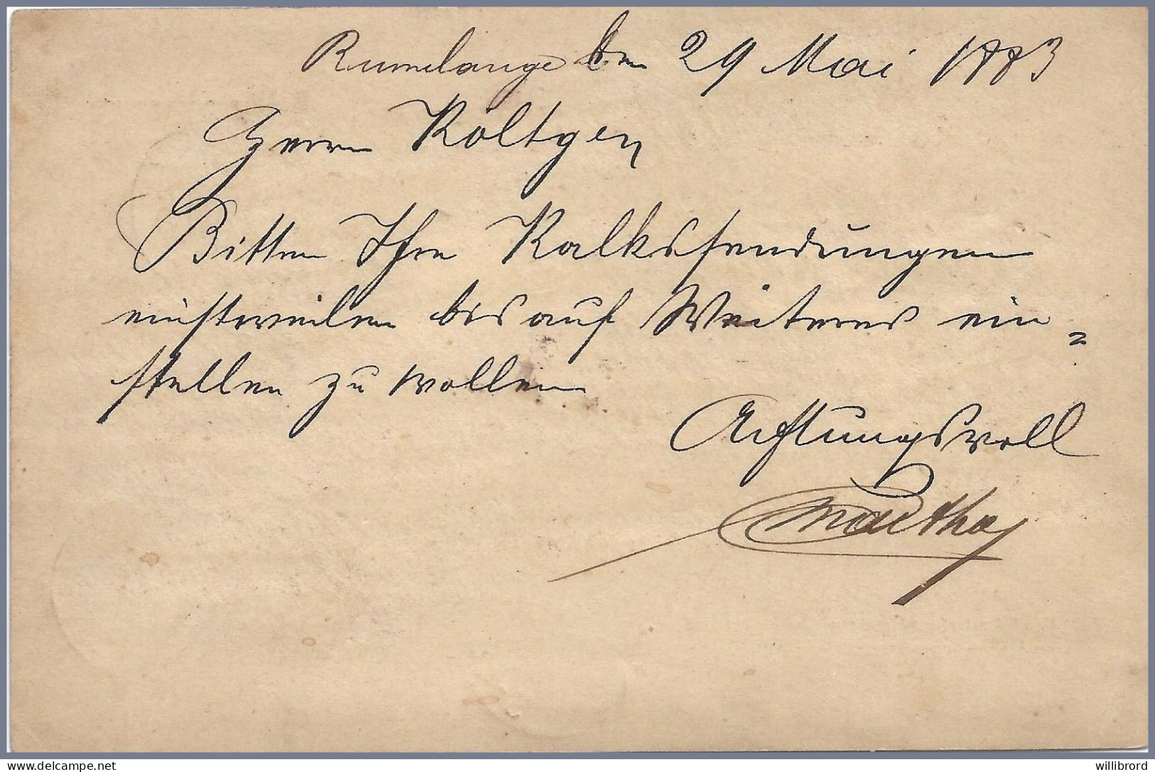 LUXEMBOURG - 1893 Société Anonyme HAUTS FOURNEAUX DE RUMELANGE - 5c Gray Allegory Postal Card To Bartringen - 1882 Allegory