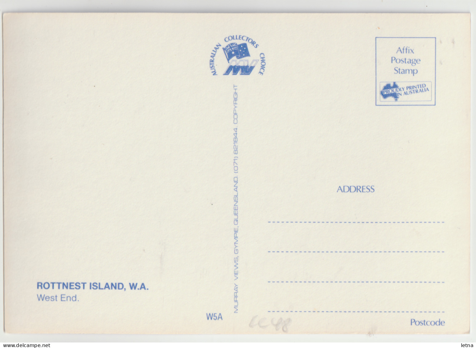 WESTERN AUSTRALIA WA West End ROTTNEST ISLAND Murray Views W5A Postcard C1980s - Altri & Non Classificati