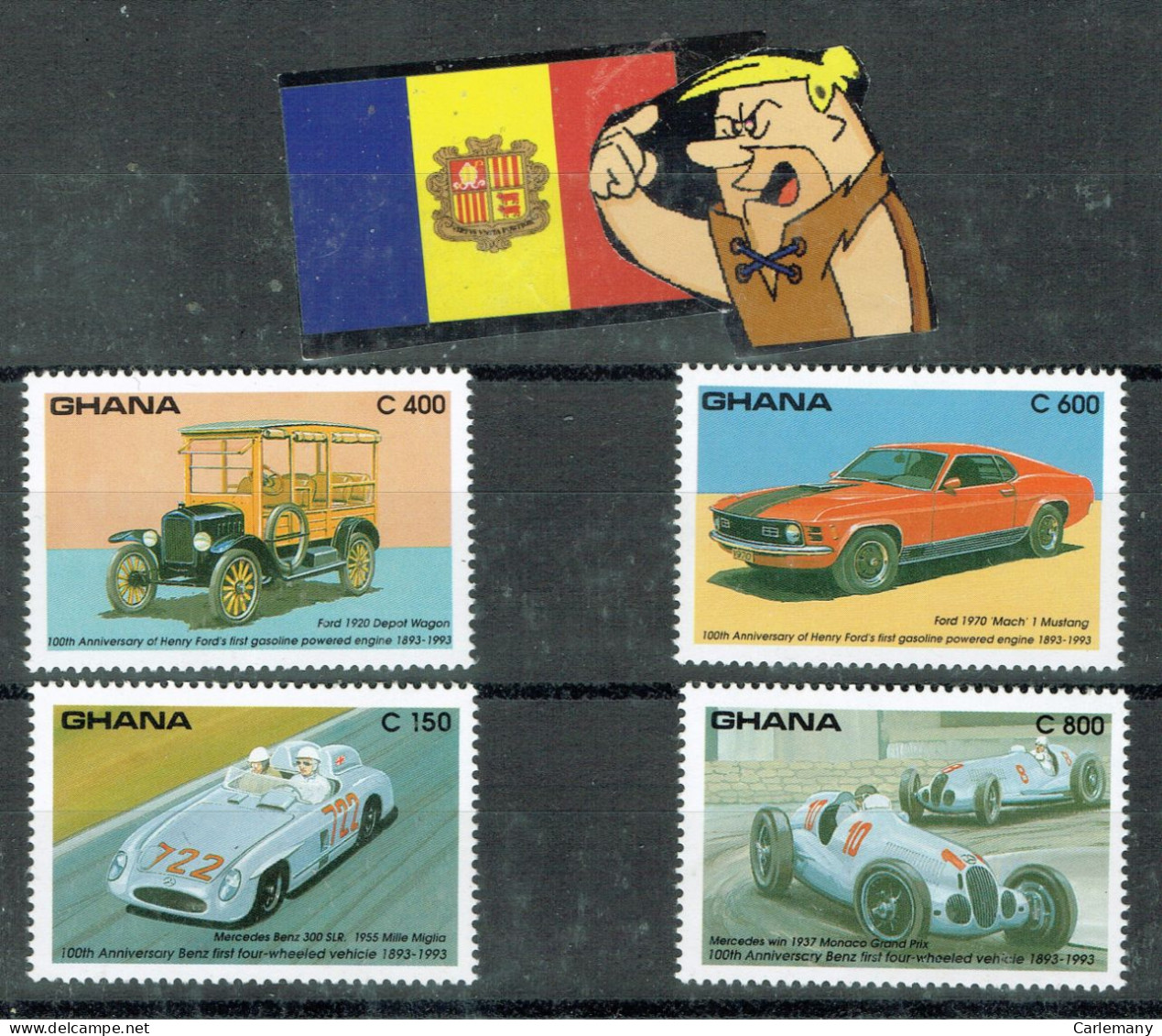 FIL GHANA  CENTENARI AUTO 1993 4V. SET - Ghana (1957-...)