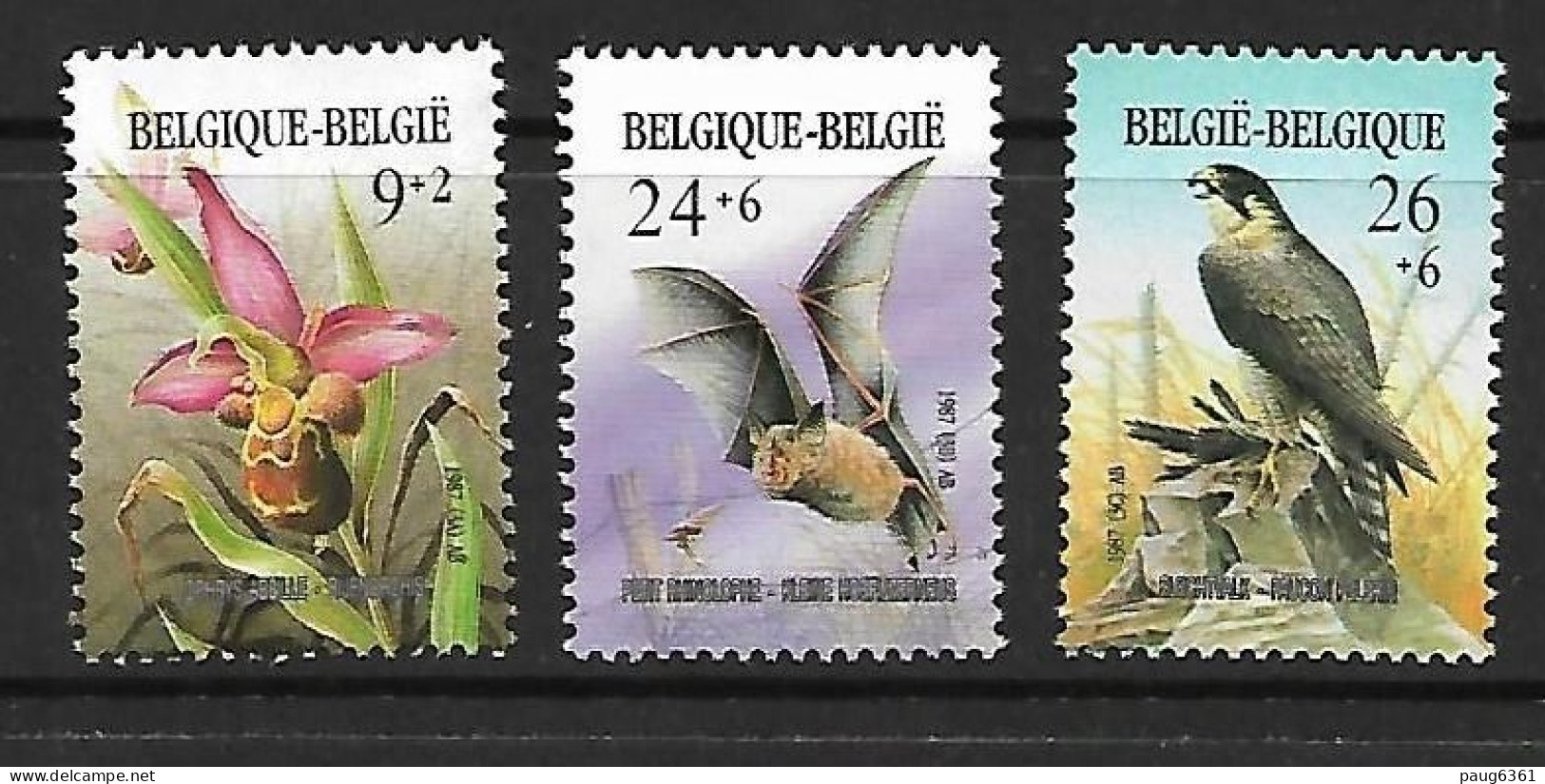 BELGIQUE 1987 ANNEE DE L'ENVIRONNEMENT-FAUCON-ORCHIDEES-CHAUVE SOURIS YVERT  N°2244/2246 NEUF MNH** - Adler & Greifvögel