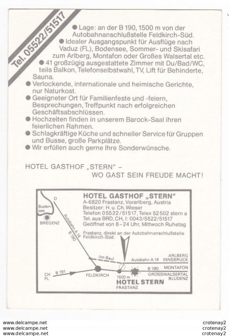 Voralberg FRASTANZ Hotel Restaurant GASTHOF STERN VOIR DOS Vers Feldkirch Auto Mercedes - Feldkirch