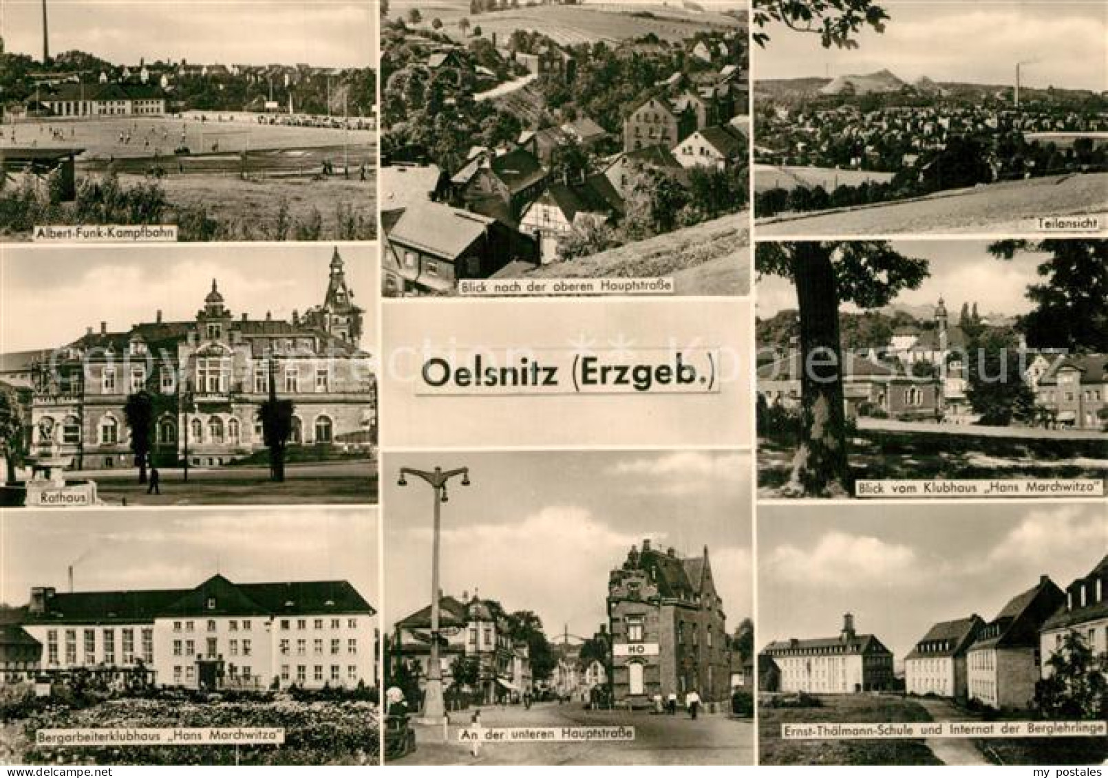 73566424 Oelsnitz Erzgebirge Albert Funk Kampfbahn Rathaus Klubhaus Hauptstrasse - Oelsnitz I. Erzgeb.