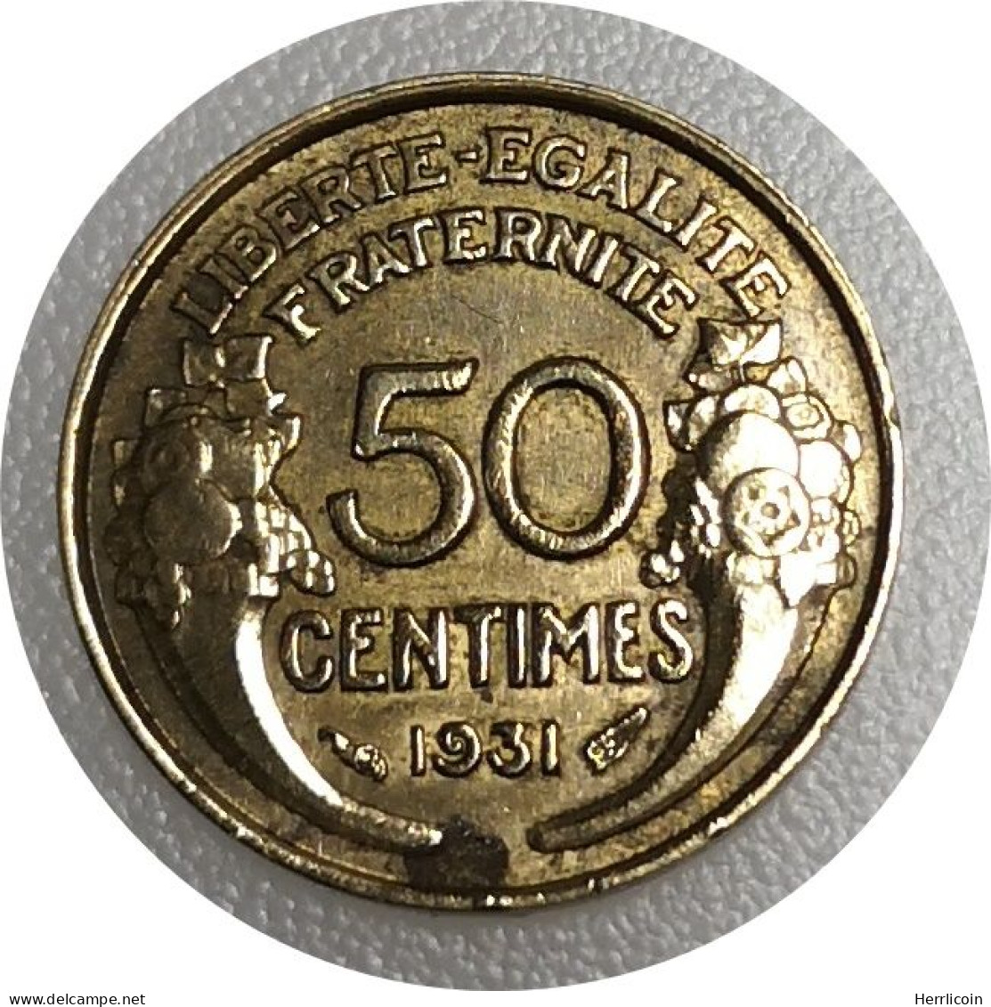 Monnaie France - 1931 Sans Raisin Sans Fruit - 50 Centimes Morlon Cupro-aluminium - 50 Centimes