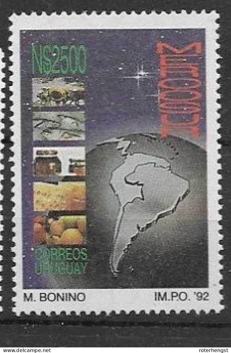 Uruguay Mnh ** 1992 Earth Map Of South America - Uruguay