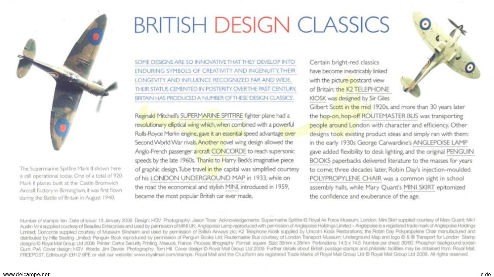 GREAT BRITAIN - 2009, FDC STAMPS OF BRITISH DESIGN CLASSICS. - Covers & Documents