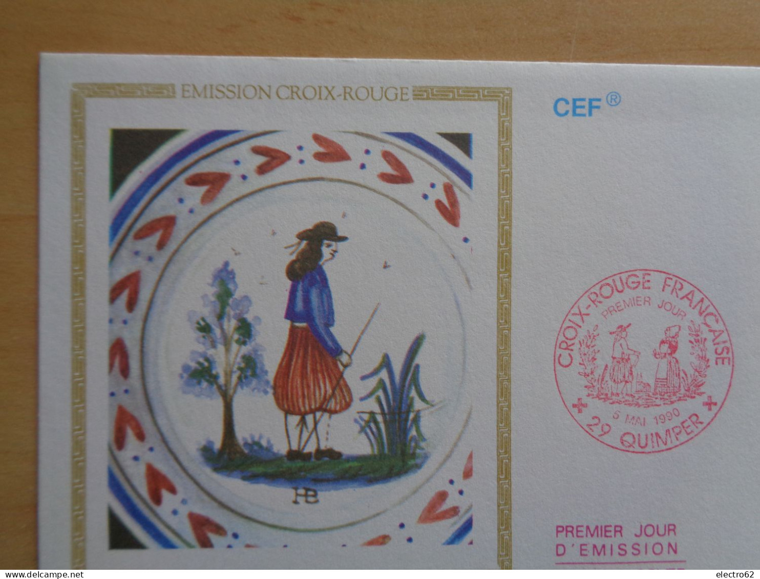 France FDC Faïence De Quimper Croix-Rouge Assiette Plate Teller Loza De Barro Earthenware Steingut Plato 1990 - Porselein