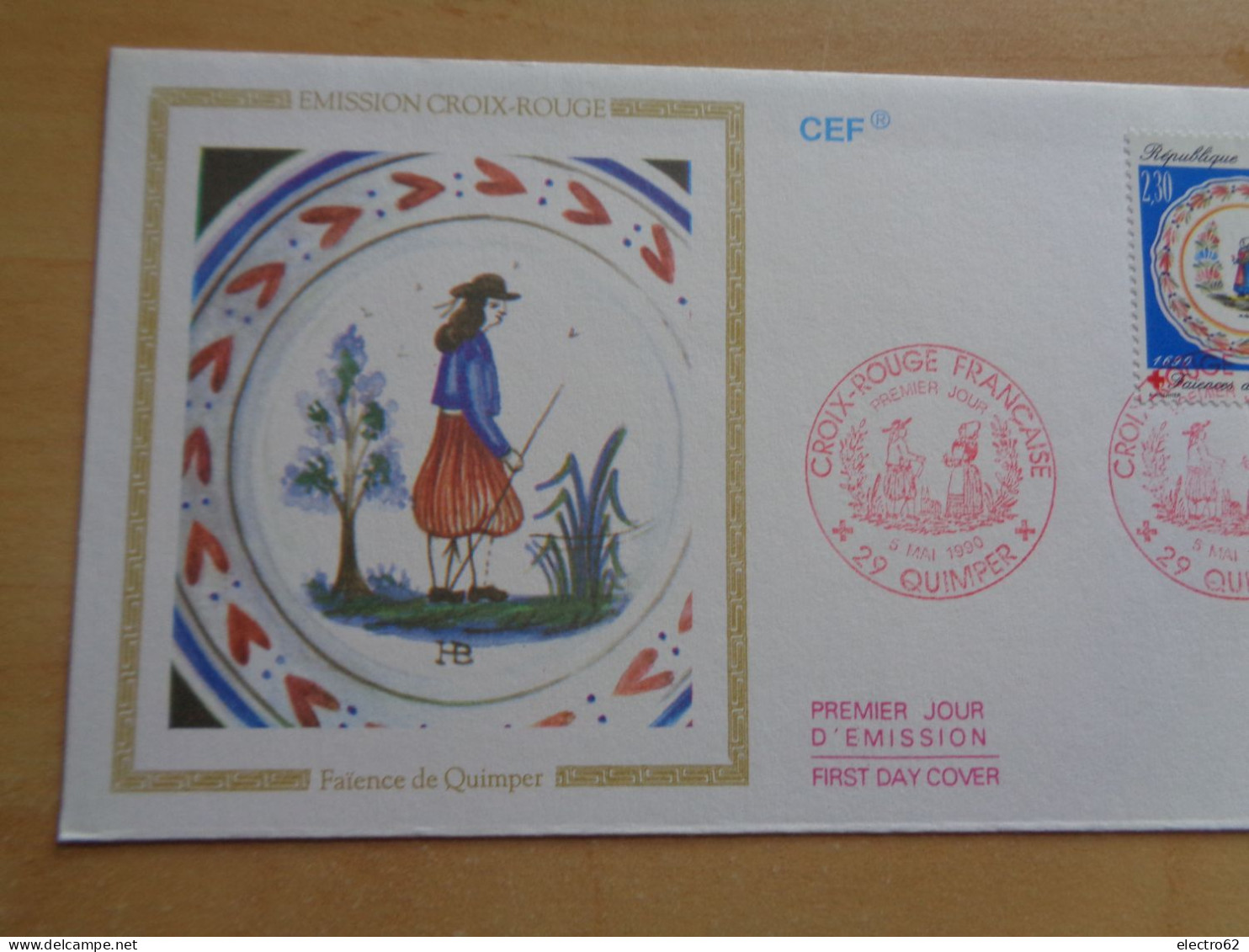 France FDC Faïence De Quimper Croix-Rouge Assiette Plate Teller Loza De Barro Earthenware Steingut Plato 1990 - Porselein