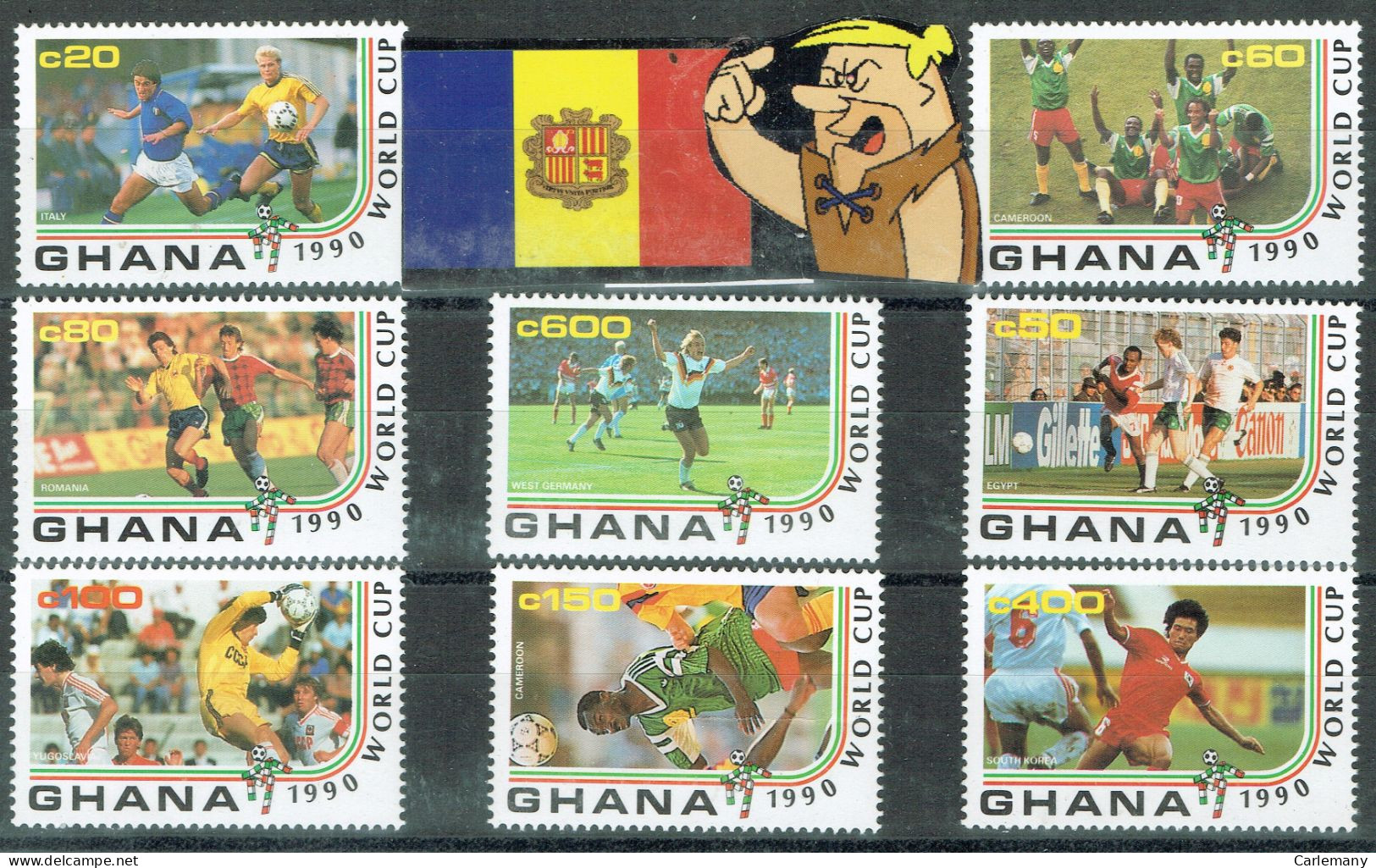 FIL GHANA  SET 8V  1990 FUTBOL SPORT - Ghana (1957-...)