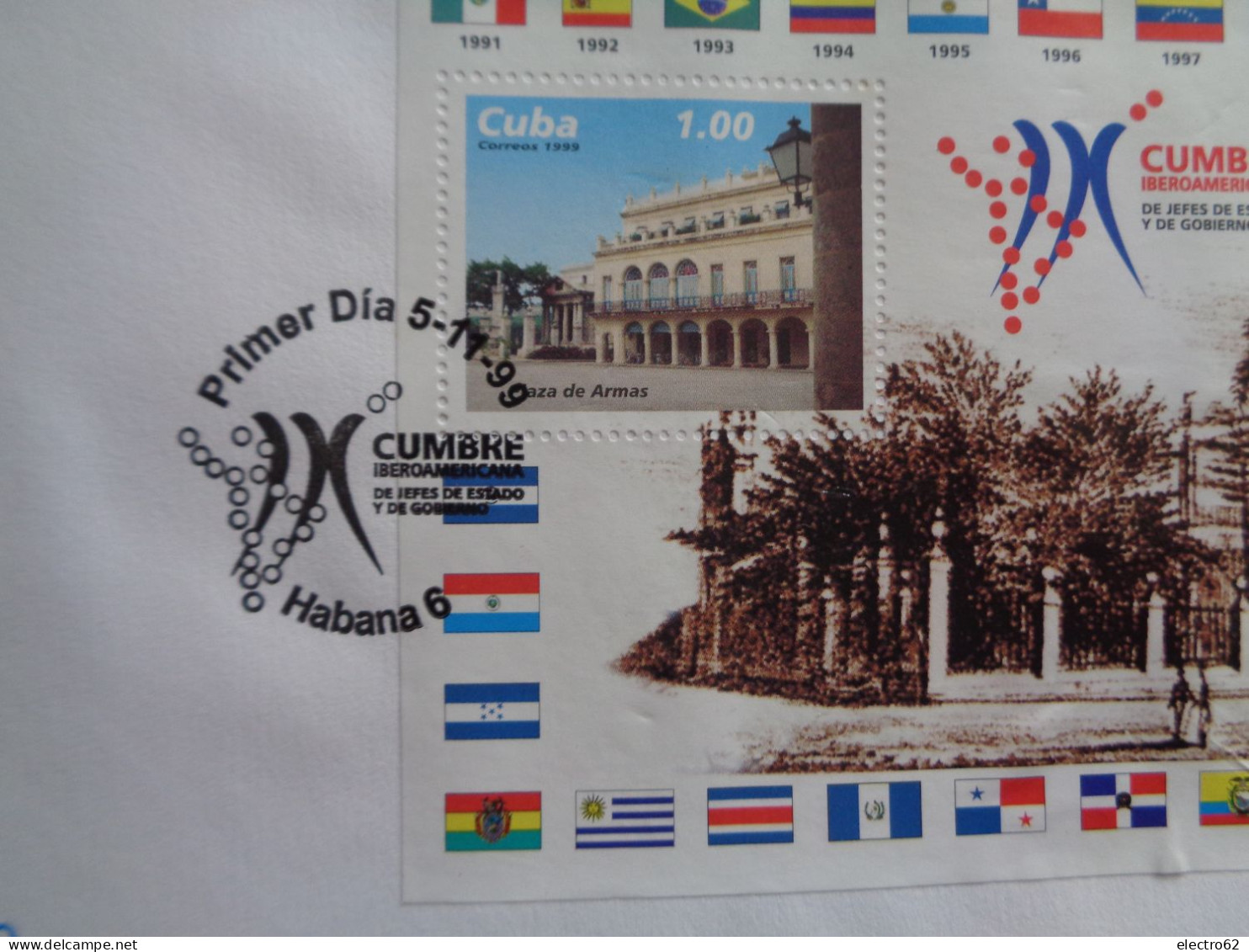 Cuba édifices De La Plaza De Armas Place D'armes 9 Sommet De Chefs D'état FDC Primer Dia N°158 1999 - FDC