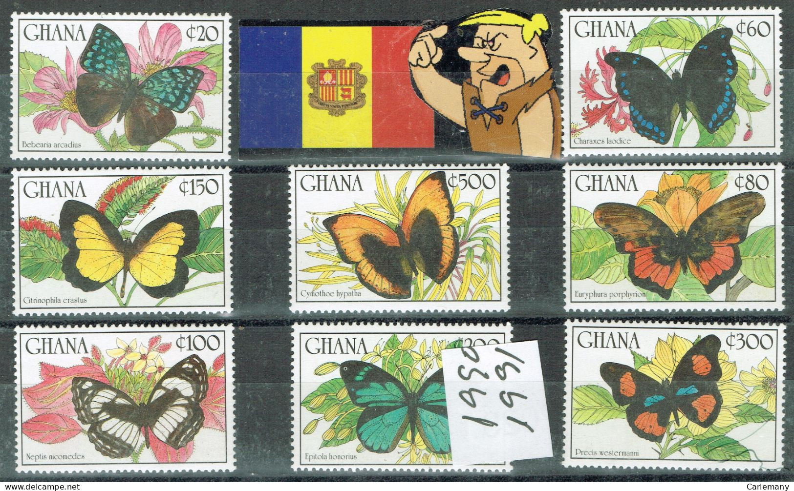 FIL GHANA  SET 8V  1990  PAPILLONS MARIPOSAS - Ghana (1957-...)