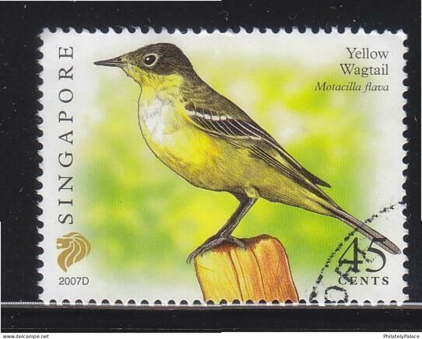 SINGAPORE 2007 YELLOW WAGTAIL, BIRD, $0.45 3RD RE-PRINT (2007D) 1 STAMP IN FINE USED (**) - Singapore (1959-...)