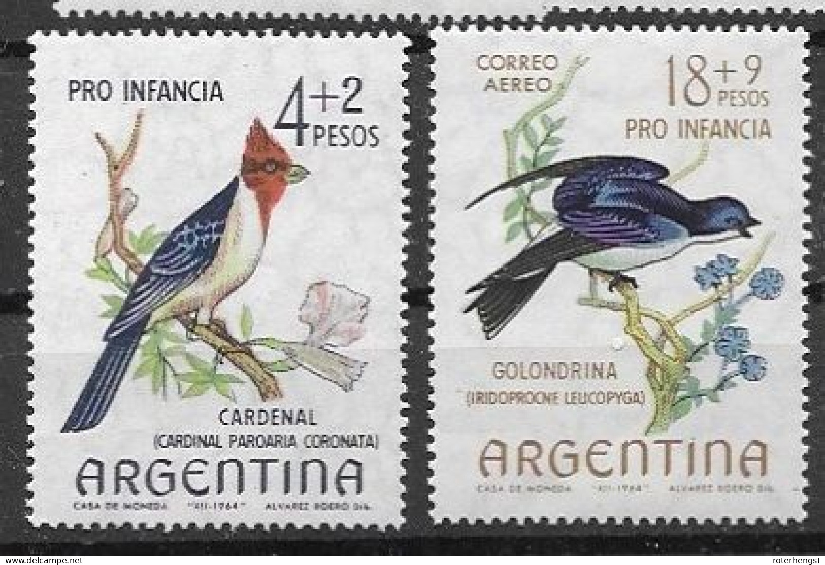 Argentina Mnh ** Birds Set 1964 4 Euros - Nuovi