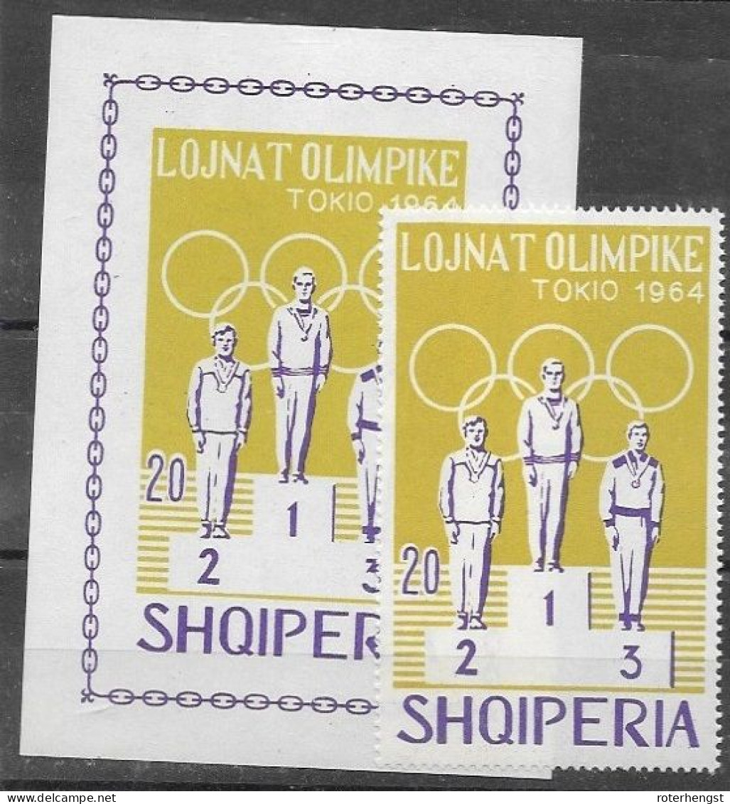 Albania Mnh ** Imperf Sheet And Perf Stamp 1964 Olympics 42 Euros - Albania