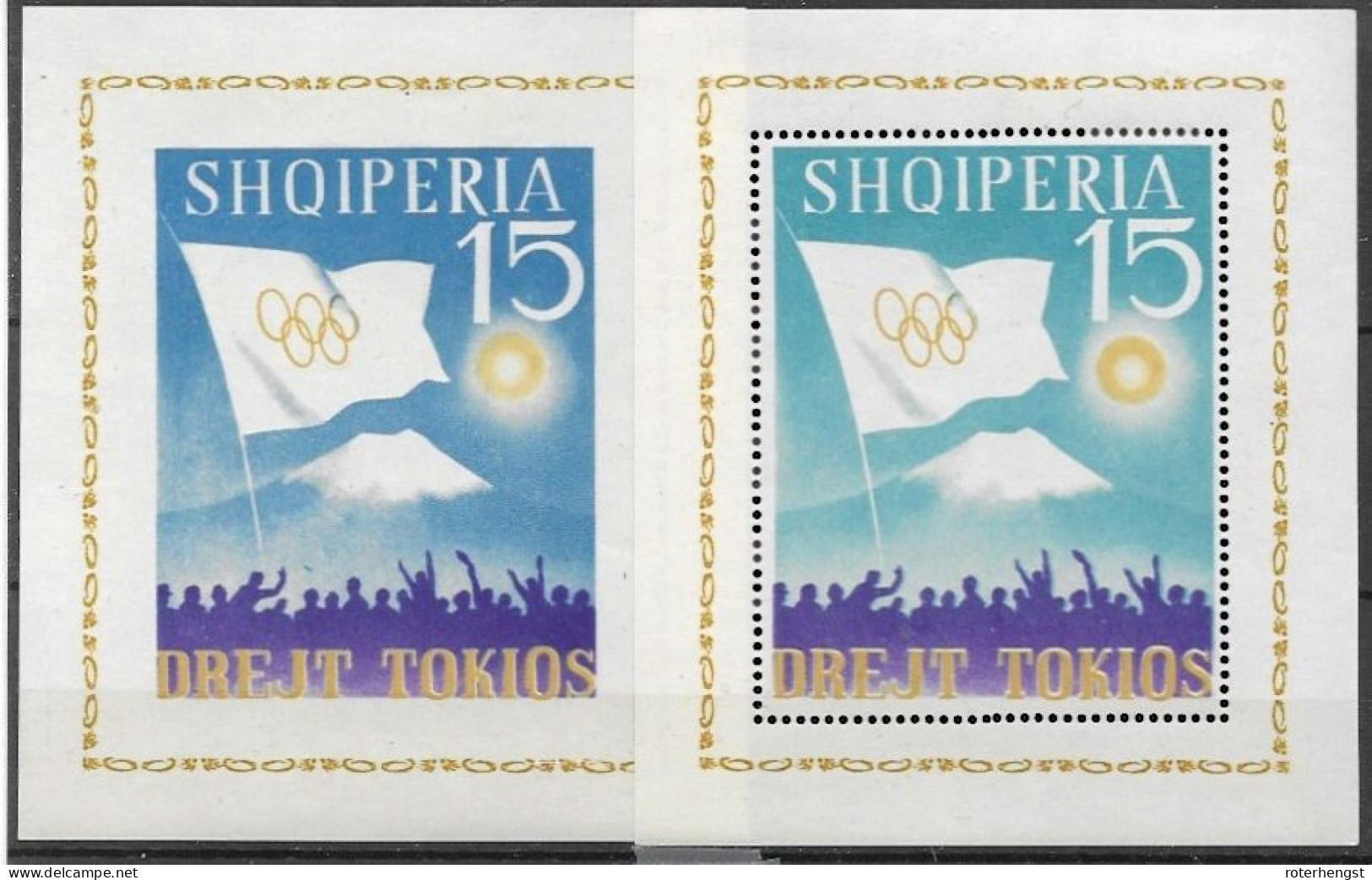 Albania Mnh ** Imperf And Perf Sheet 1964 Olympics 50 Euros - Albania