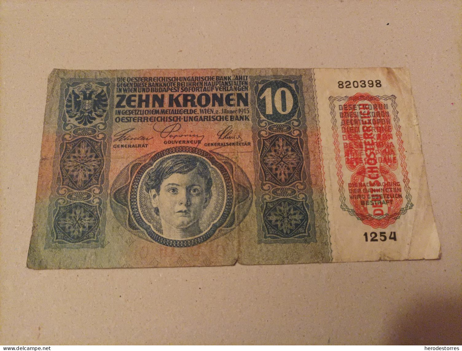 Billete Austria, 10 Kronen Año 1915 - Autriche
