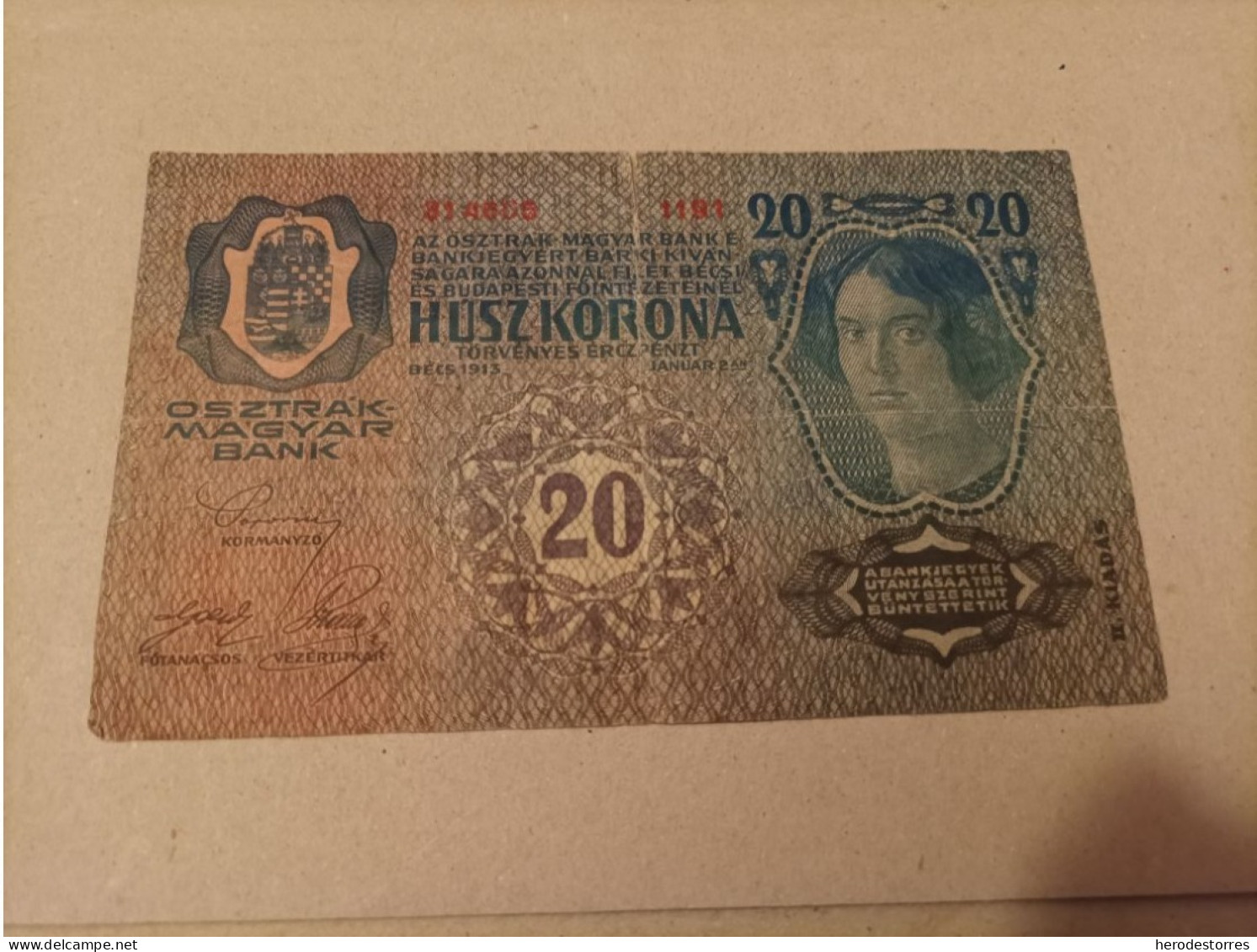 Billete Austria, 20 Kronen, Año 1913 - Autriche