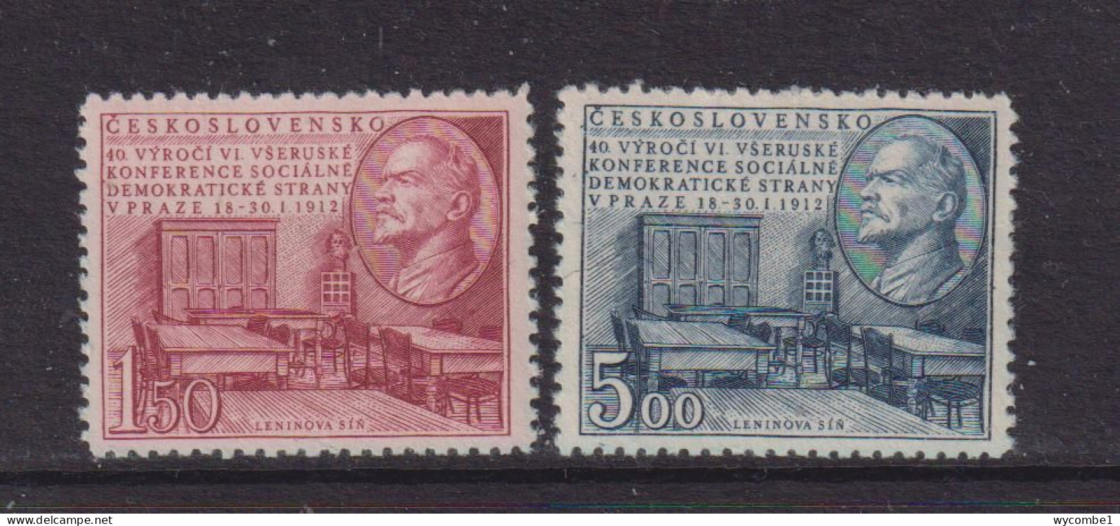 CZECHOSLOVAKIA  - 1952  Lenin Set   Never Hinged Mint - Unused Stamps