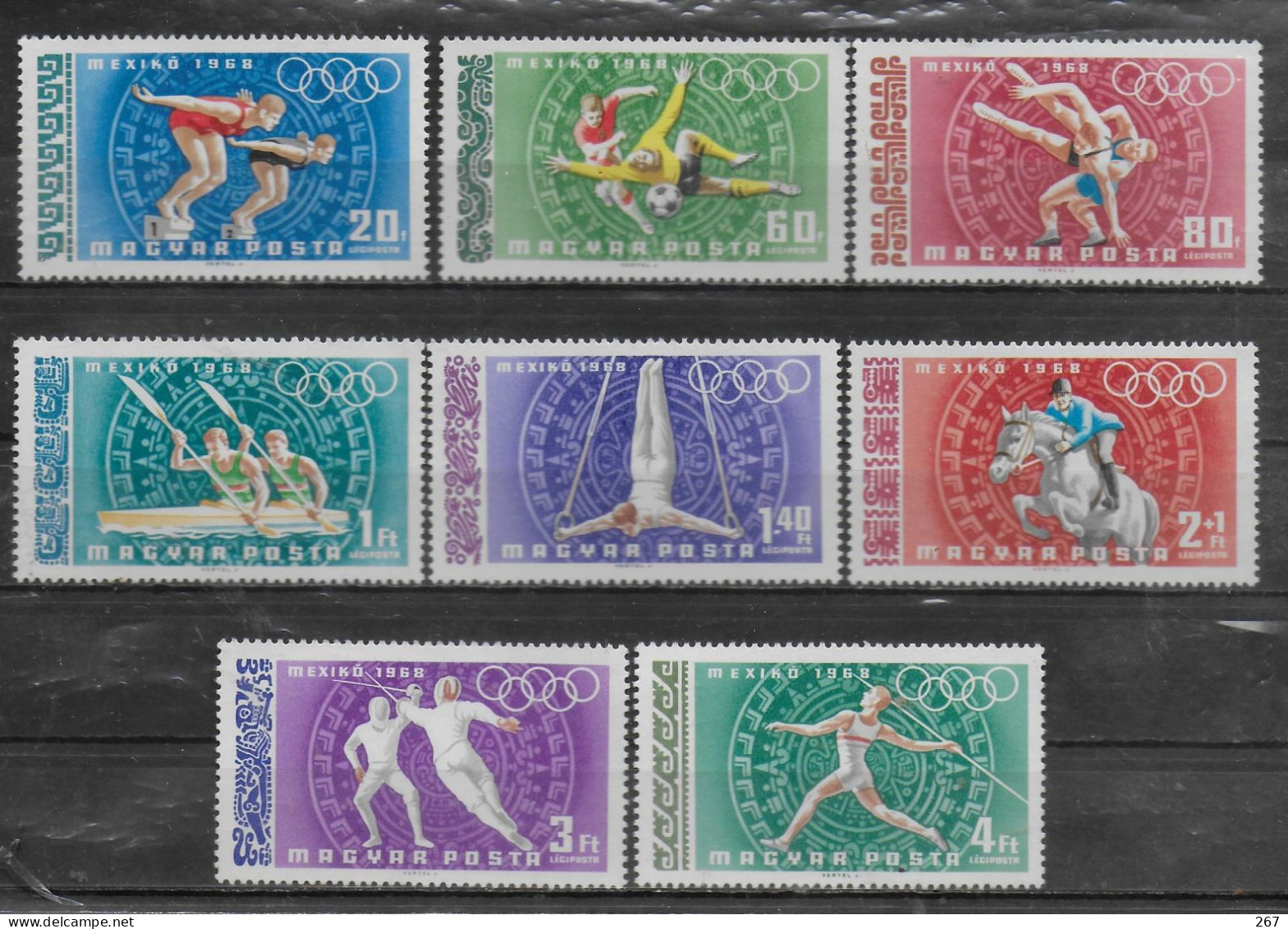 HONGRIE  PA 301/08   * *  JO 1968   Javelot Natation Football Lutte Aviron Gymnastique Hippisme Escrime - Sommer 1968: Mexico