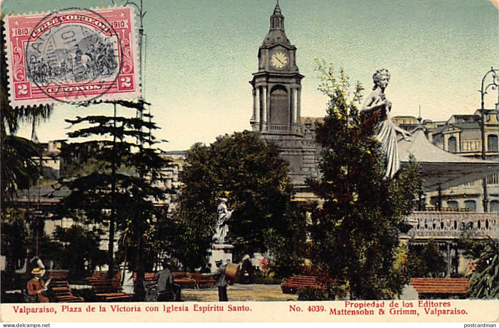 Chile - VALPARAISO - Plaza De La Victoria Con Iglesia Espiritu Santo - Ed. Mattensohn & Grimm 4039 - Chili