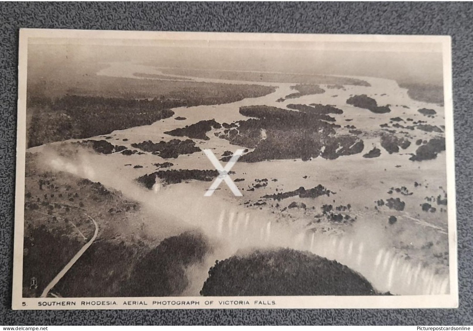 SOUTHERN RHODESIA AERIAL VIEW VICTORIA FALLS OLD B/W POSTCARD AFRICA ZIMBABWE TUCK RHODESIA GOVERNMENT SERIES 2 - Simbabwe