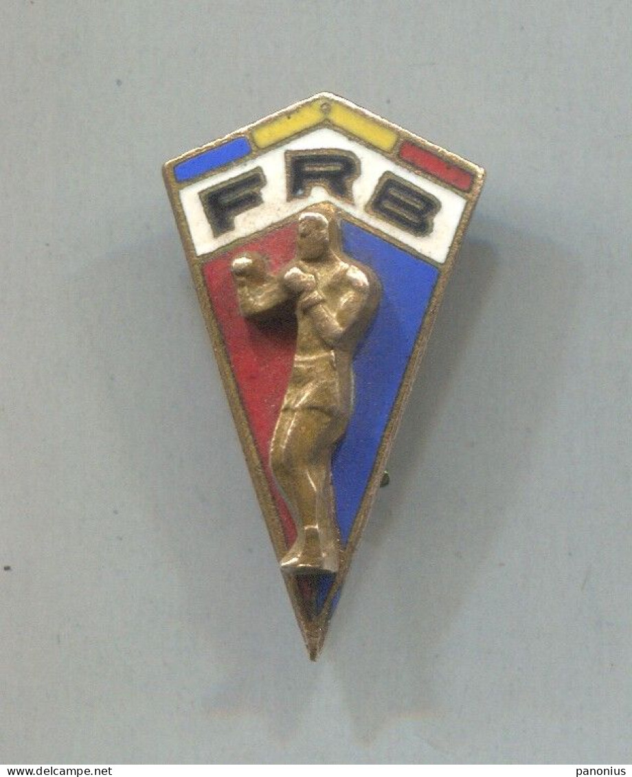 Boxing Box Boxen Pugilato - Romania  Federation FRB, Vintage Pin Badge Abzeichen, Enamel - Boxe