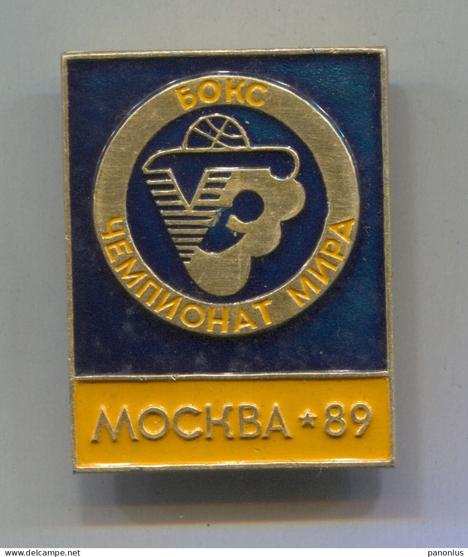 Boxing Box Boxen Pugilato - World Championship Moscow Russia USSR, Vintage Pin Badge Abzeichen, D 45 X 35 Mm - Boxing