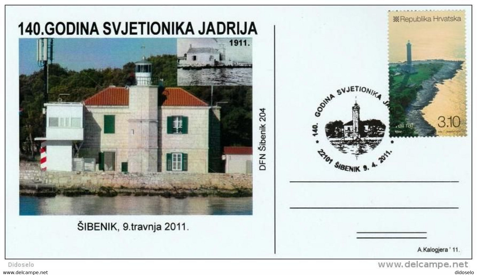 Croatia 2011 - 140 Years Of Jadrija Lighthouse - Topic Postcard And Cancel - Faros