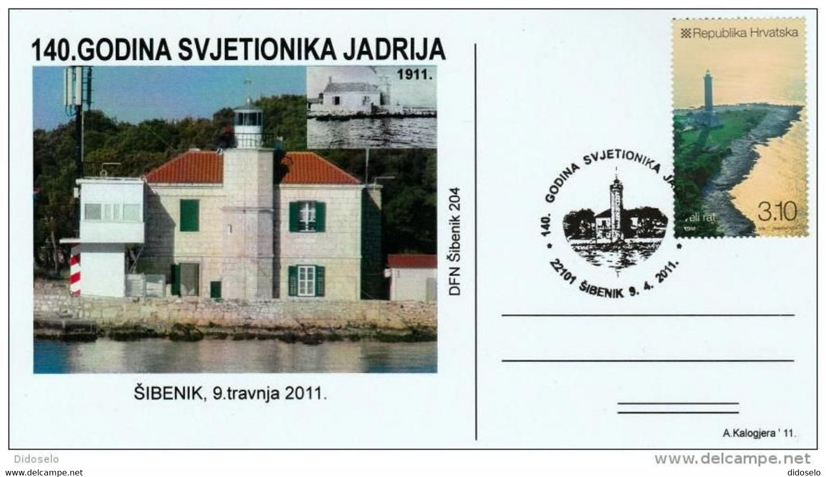 Croatia 2011 - 140 Years Of Jadrija Lighthouse - Topic Postcard And Cancel - Lighthouses