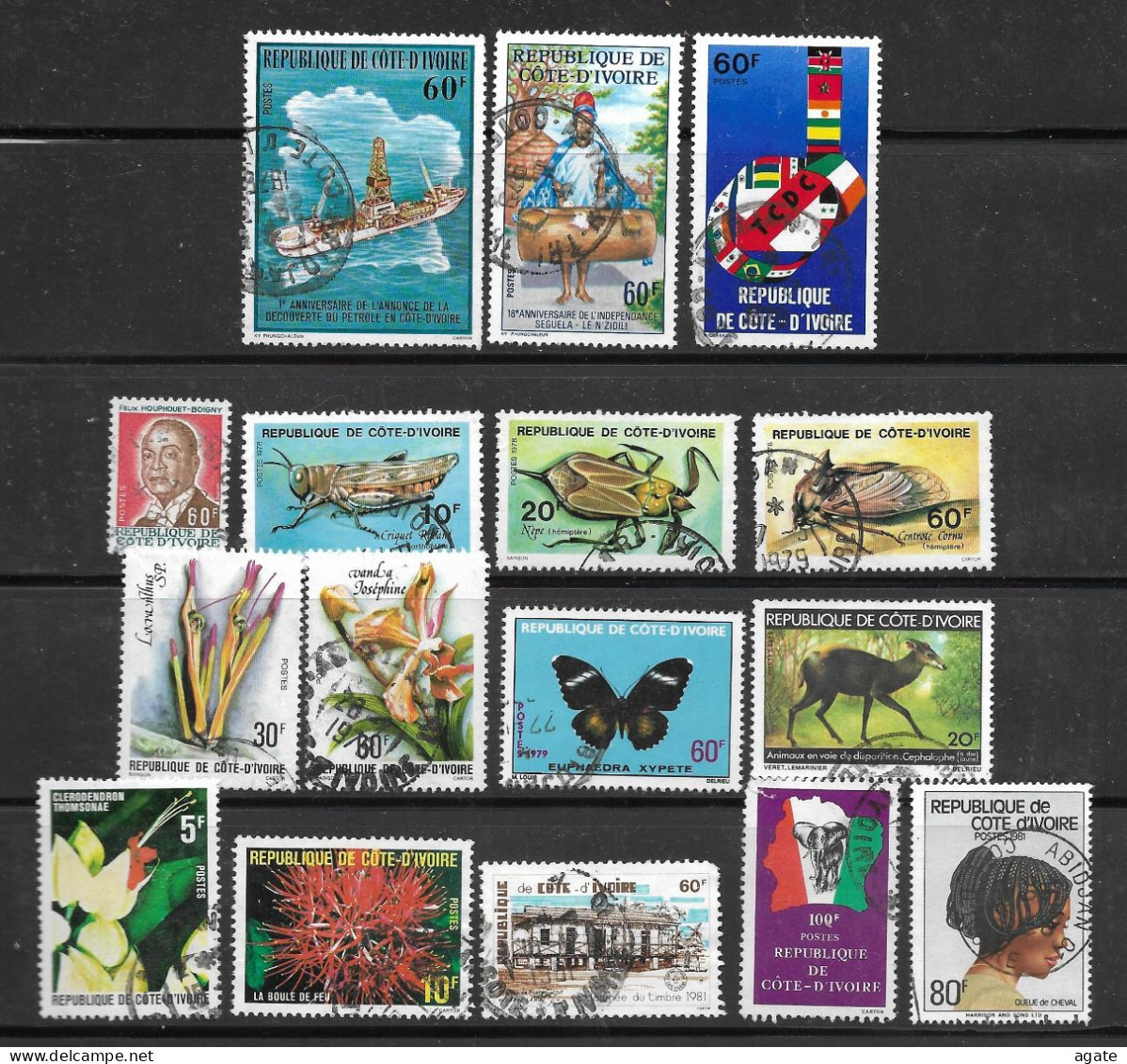 Cote D'Ivoire - Lot De 15 Timbres (entre 1962 Et 1988)  Oblitérés - Côte D'Ivoire (1960-...)