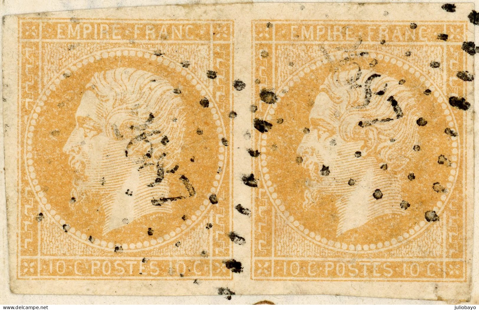 20 Fevrier 1857 Lac Paire N°13A TTB Jaune Citron Impression Défectueuse,pc 2687 Rives Sur Fure ISERE Vers Montpellier - 1849-1876: Klassik