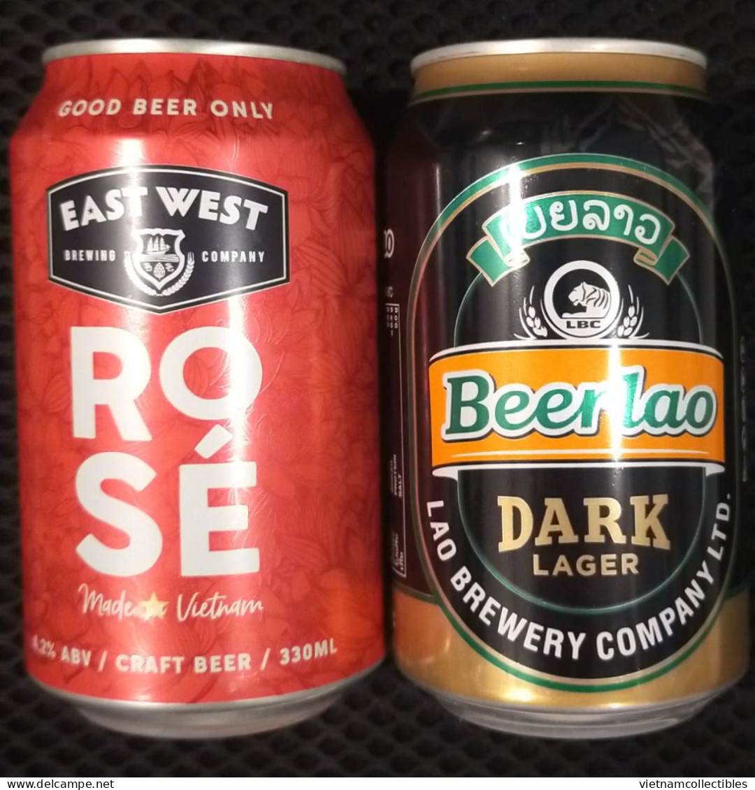 Viet Nam Vietnam ROSE & Beer Lao 330ml Empty Can Cans - Each Can Is Opened By 2 Holes - Latas