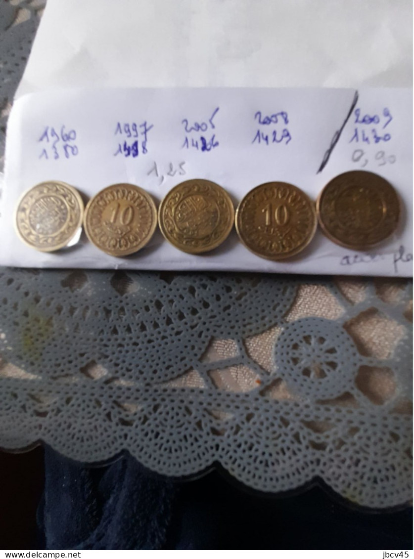 Lot  DE 5 Pieces De 10 MILLIMES De Tunisie  De 1380 A 1430 - Tunisie