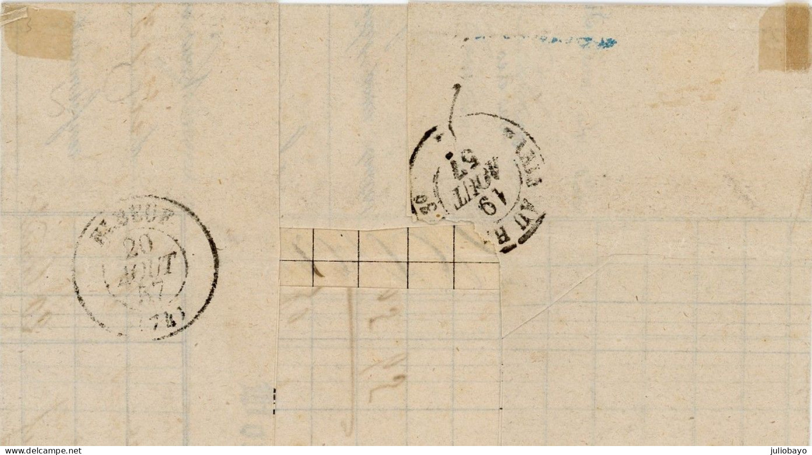 19 Aout 1857 Lsc N°17A Losange J Cad Sur Le Timbre De Paris Vers Elbeuf,signée Calves - 1849-1876: Klassik